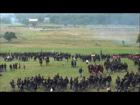 Pickett’s Charge, disastrous for the South, as re-enacted at the Battle of Gettysburg’s 145th anniversary.